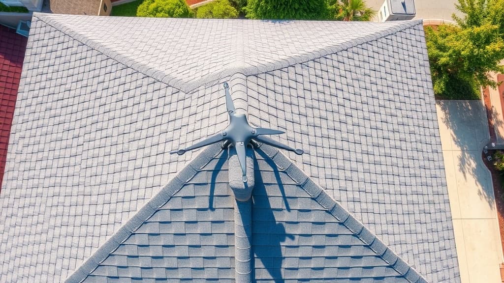 High-resolution drone photo showing a well-maintained roof in sharp detail