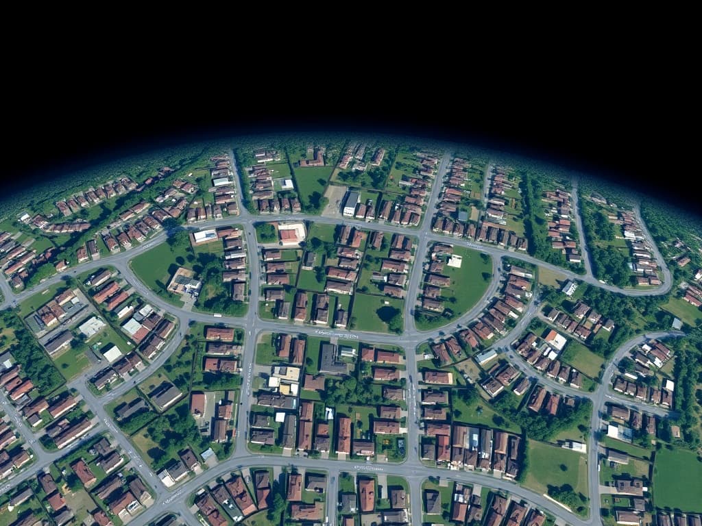 Satellite view of residential property